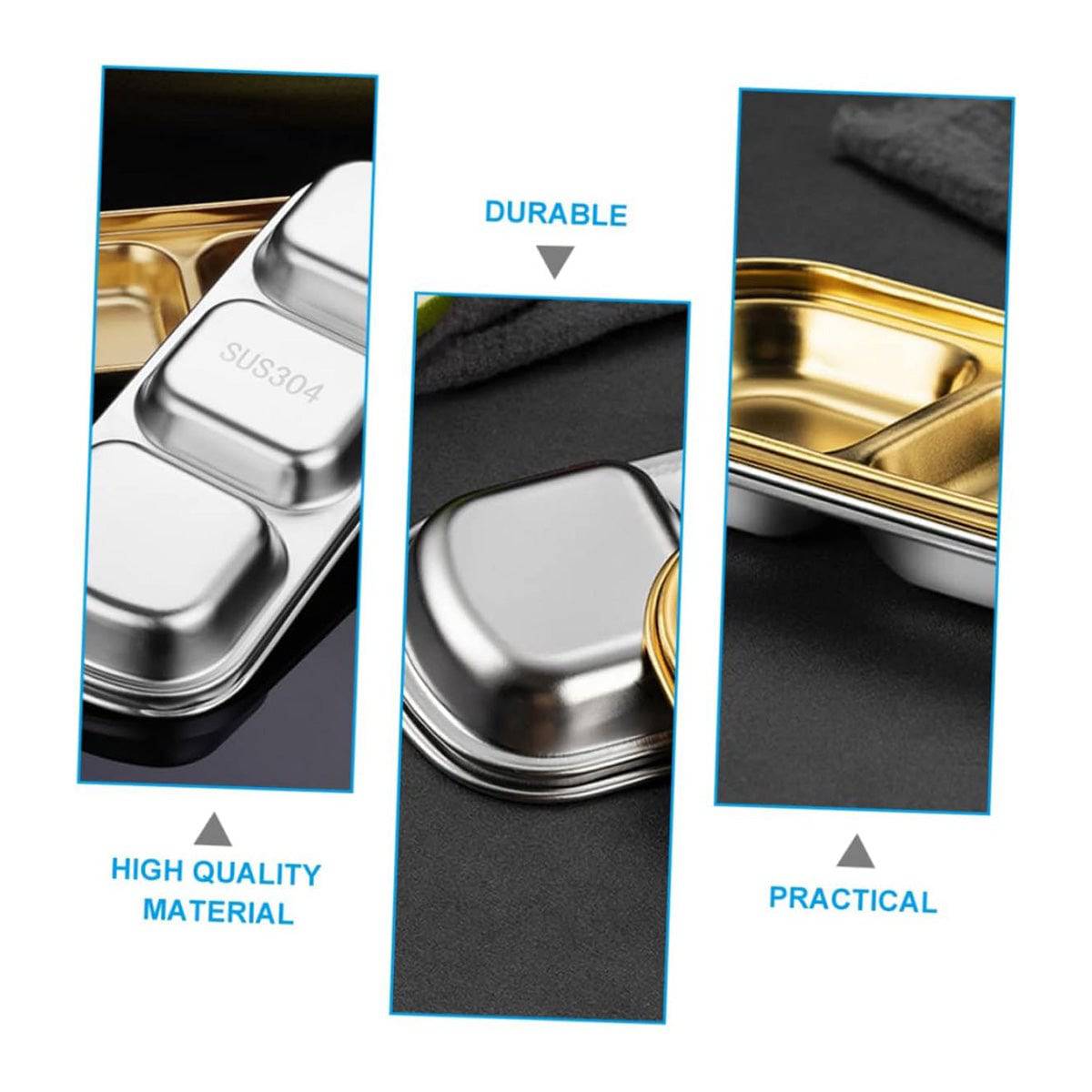CHEFCO,KSD-3,Stainless steel Korean-style Sauce Dish-Silver(3 Compartment/90G) - Chefcoca