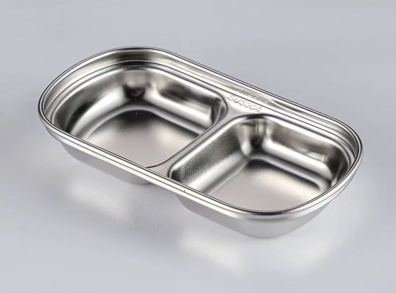 CHEFCO,KSD-2,Stainless steel Korean-style Sauce Dish-Silver(2 Compartment/70G) - Chefcoca