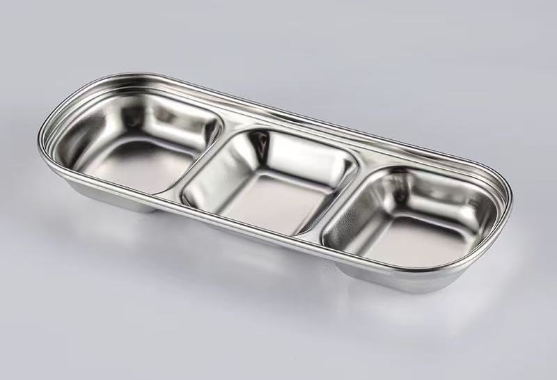 CHEFCO,KSD-3,Stainless steel Korean-style Sauce Dish-Silver(3 Compartment/90G) - Chefcoca