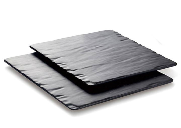 CHEFCO, M418094B, Black Matte Square Melamine Flat Plate( L40.6cm/16"x W40.6cm/16" x H 1.5cm/0.6") - Chefcoca