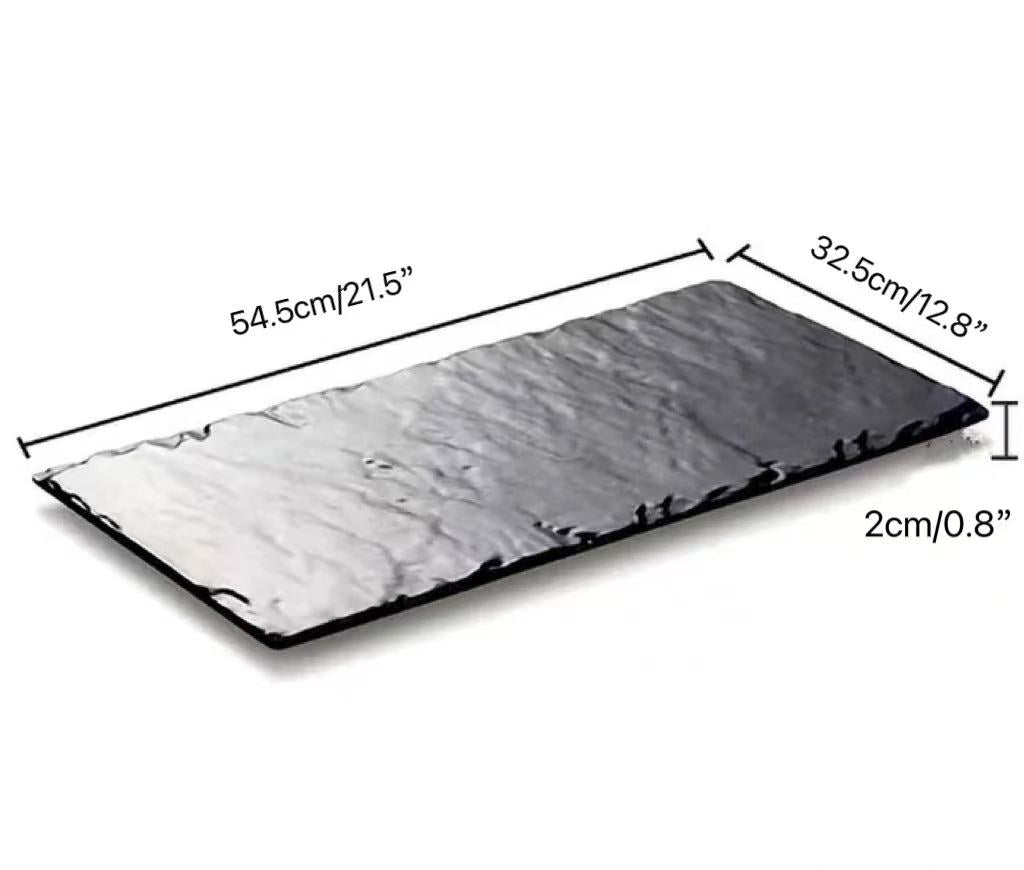 CHEFCO, M418093B,Matte Black Melamine Slab Plate( L 54.5cm/21.5" x W32.5cm/12.8" x H 2cm/0.8") - Chefcoca