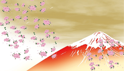 CHEFCO,MK-14-11,Light Green Japanese-style four-panel extra-long door curtain with Mount Fuji and Pink Flowers Pattern - Chefcoca