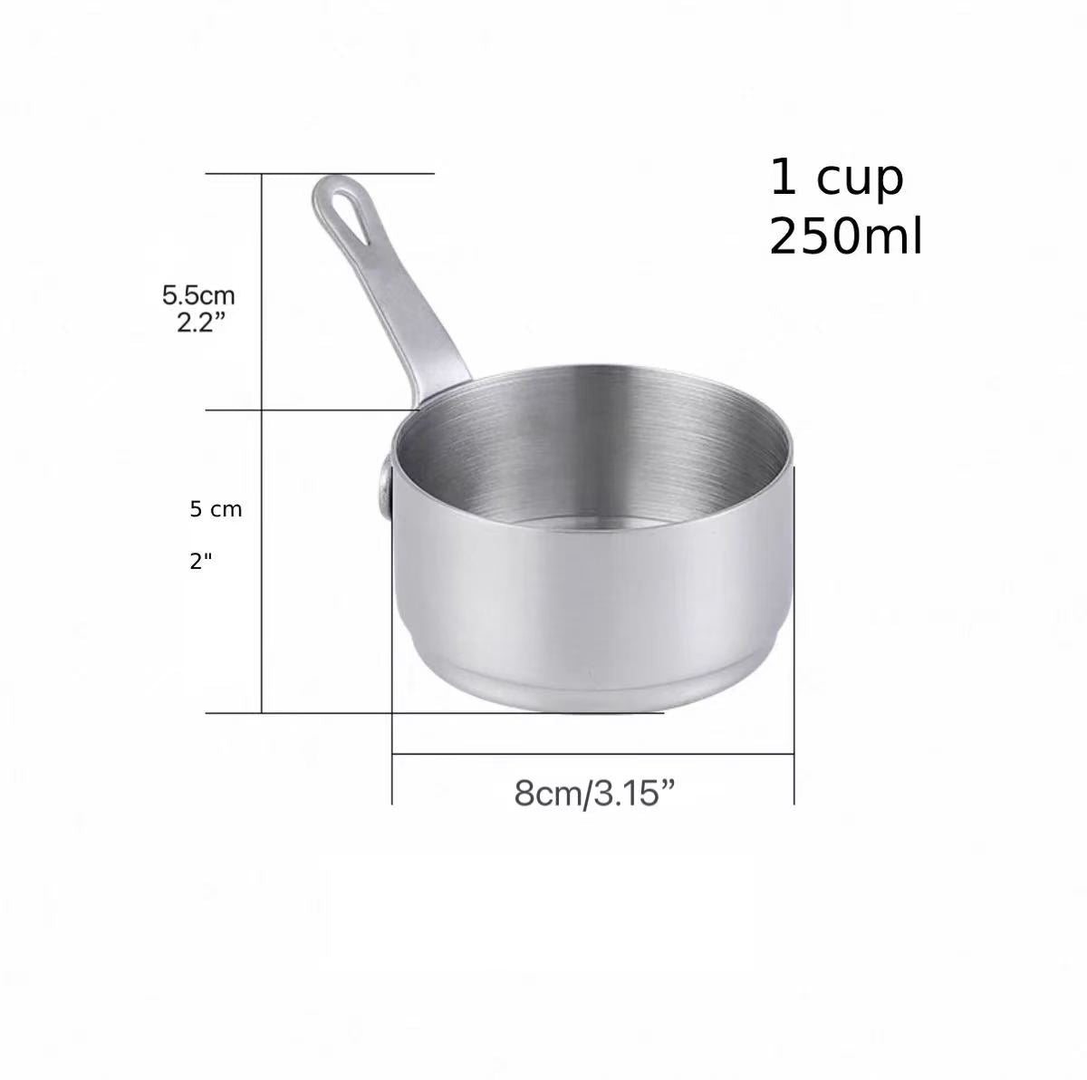CHEFCO,MSP-250S, Silver Stainless Steel Mini Sauce Pan,(8cm/3.15 Dia,5cm/2" High)250ML - Chefcoca