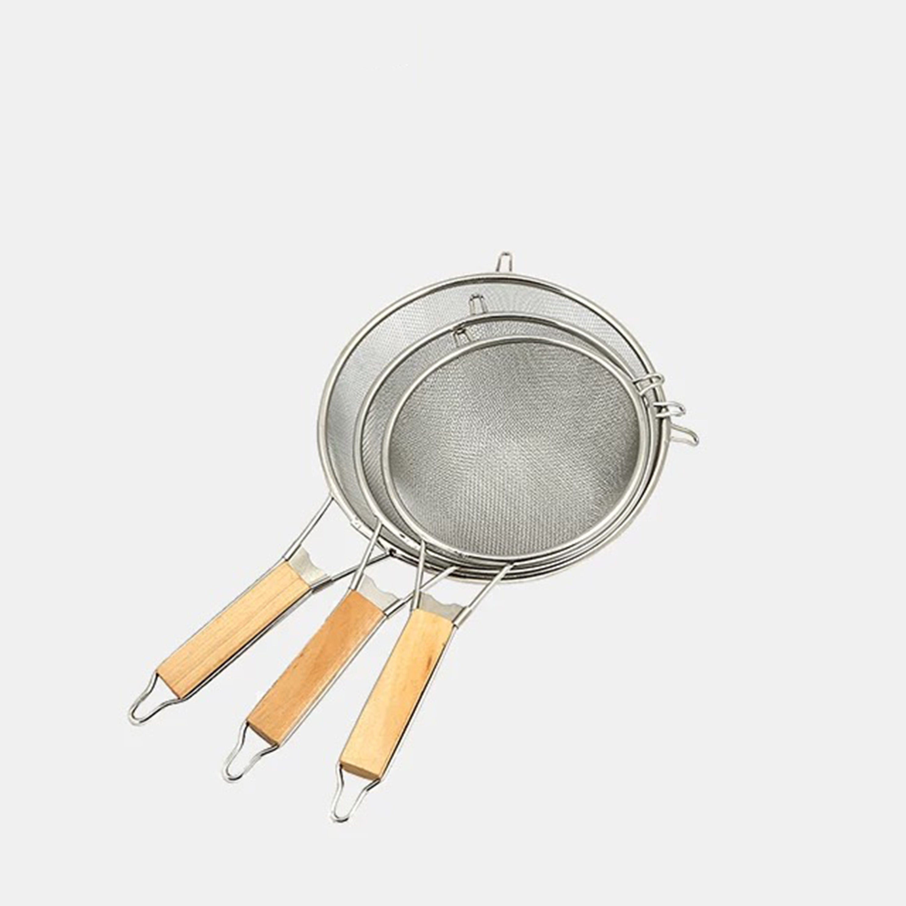 CHEFCO,MSS-7S, 7"/18.2cm Dia Single Stainless Steel Mesh Strainer with Wooden Handle - Chefcoca