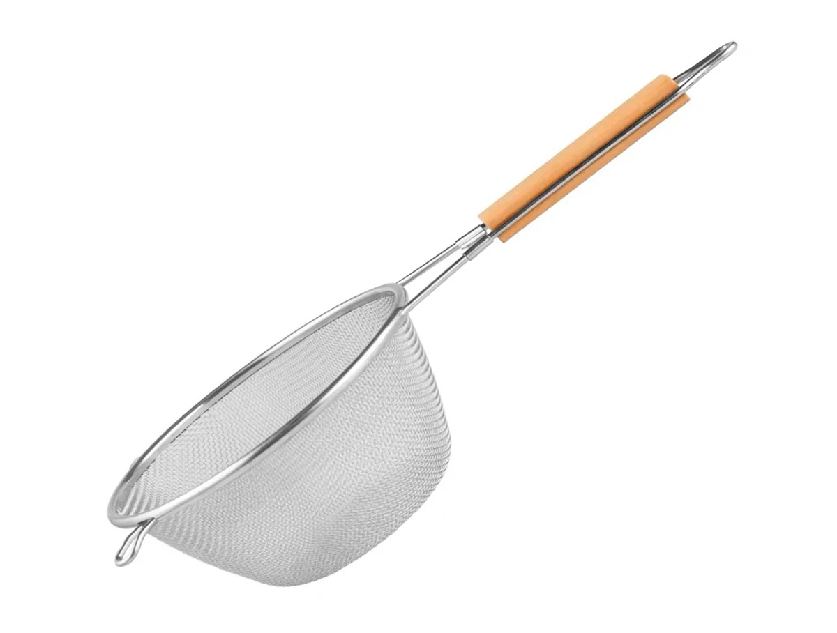 CHEFCO,MSS-10S, 9.7"/24.5cm Dia Single Stainless Steel Mesh Strainer with Wooden Handle - Chefcoca