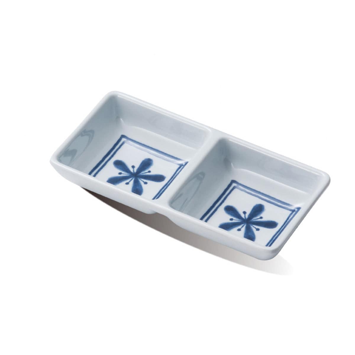 CHEFCO, Melamine 2 Divided Sauce Dish with Blue Vine Pattern, Modem Blue Series (072A) - Chefcoca
