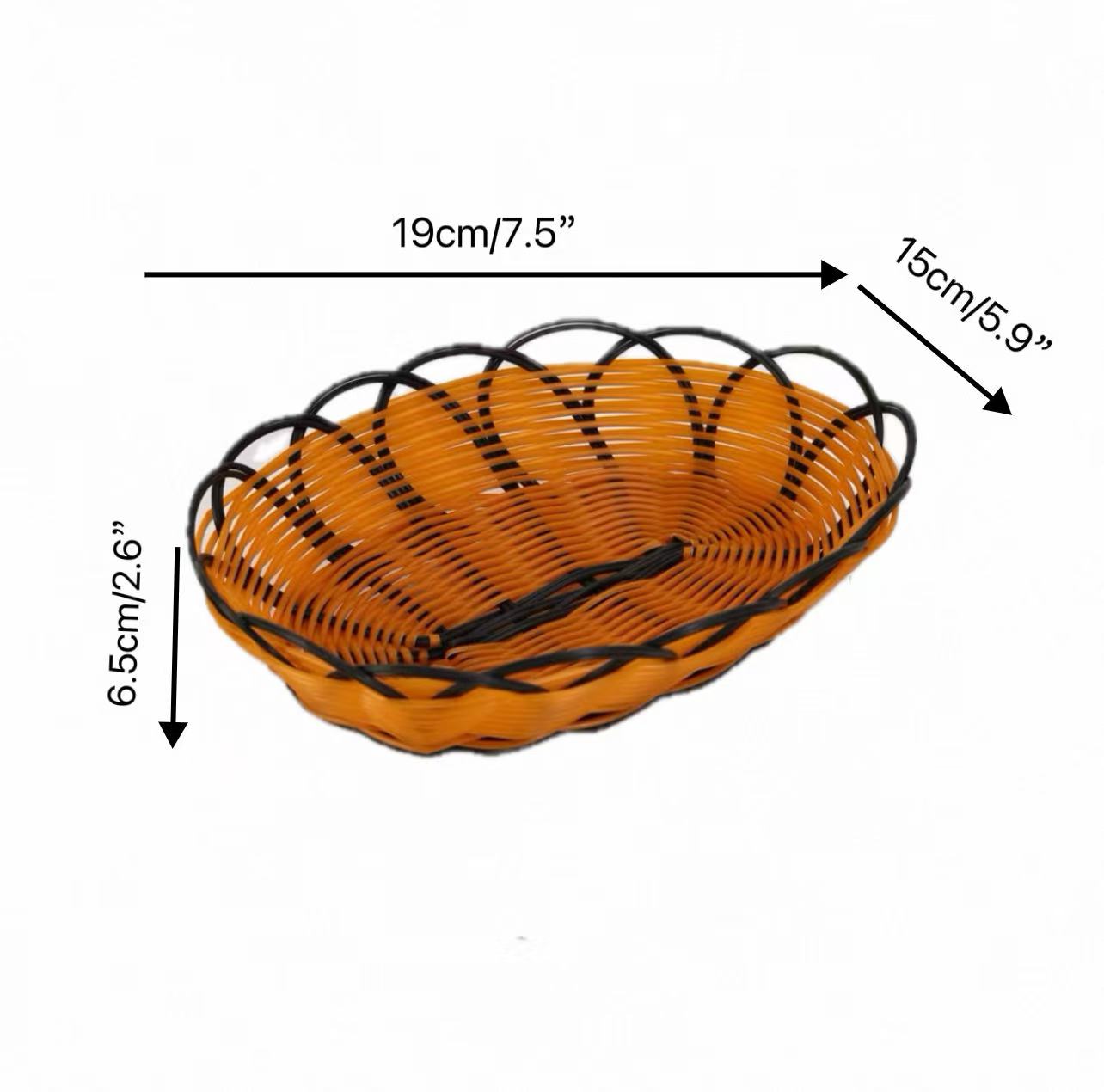 Panier de service ovale tressé orange et noir