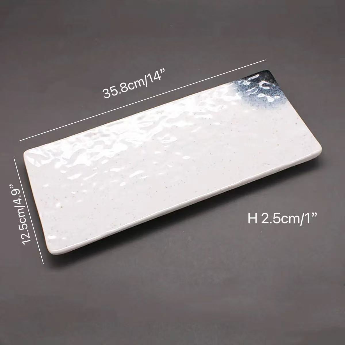 CHEFCO, PF14002K,Dark Blue Ombre Hammered Pattern Rectangular Melamine Plate (L 35.8cm/14“x W 12.5cm/4.9" x H 2.5cm/1") - Chefcoca