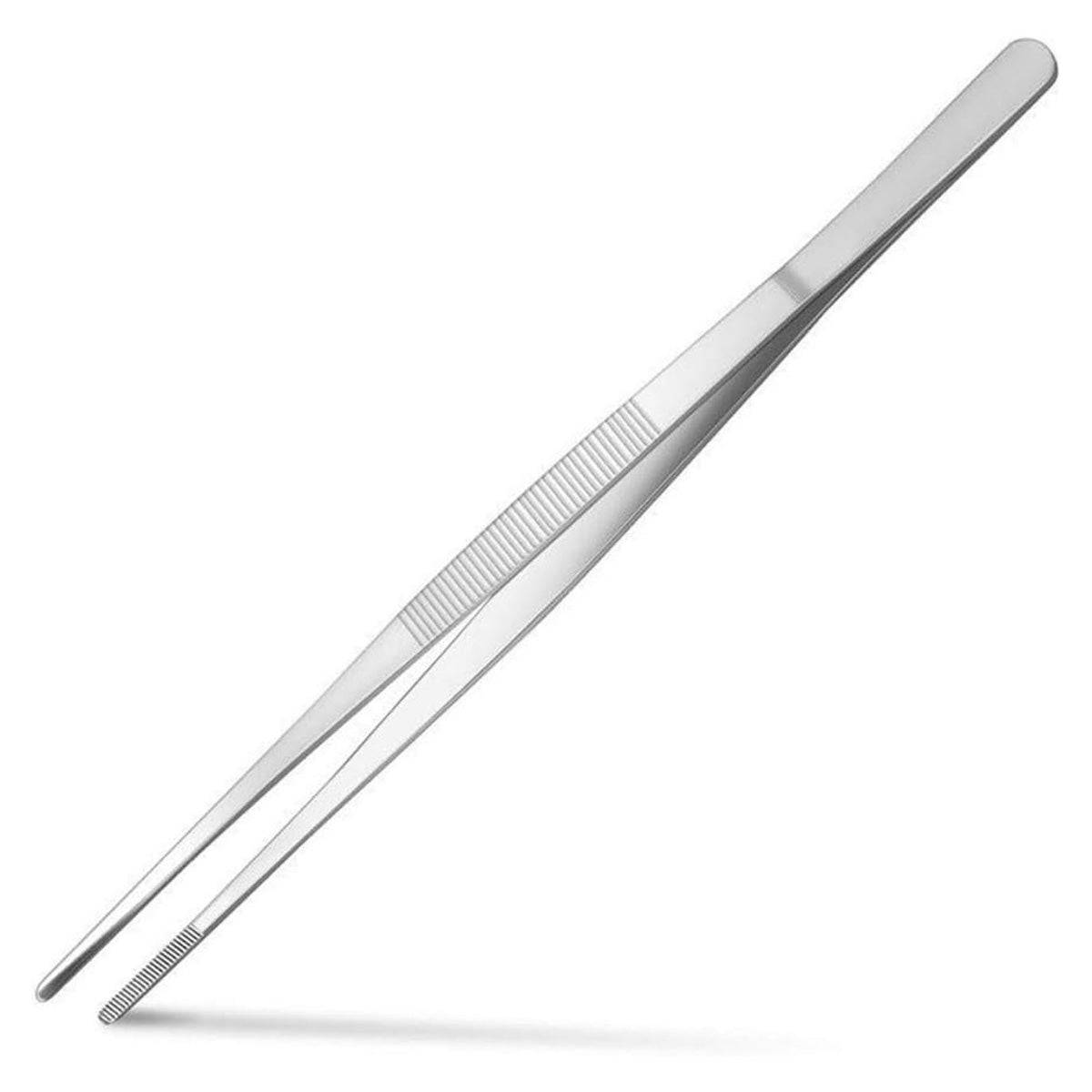 CHEFCO,PT-12S,304 Stainless Steels Tweezers with Straight Serrated Tip Professional Multi Purpose Tongs Tool for Industrial Work, Laboratory Use, Gardening - Chefcoca