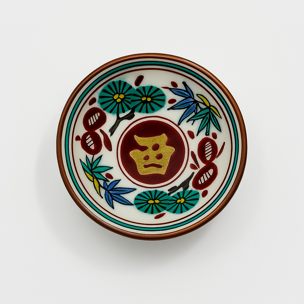 CHEFCO,PTC00302,3 1/4" DIA White Ceramic Round Dish with Plant Pattern