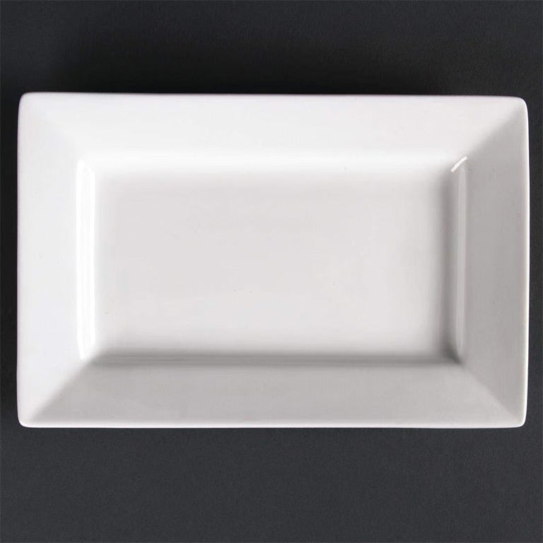 Chefco, 10"x 5.75" Porcelain White Rectangular Plate- Ceramic, White (PT00160)