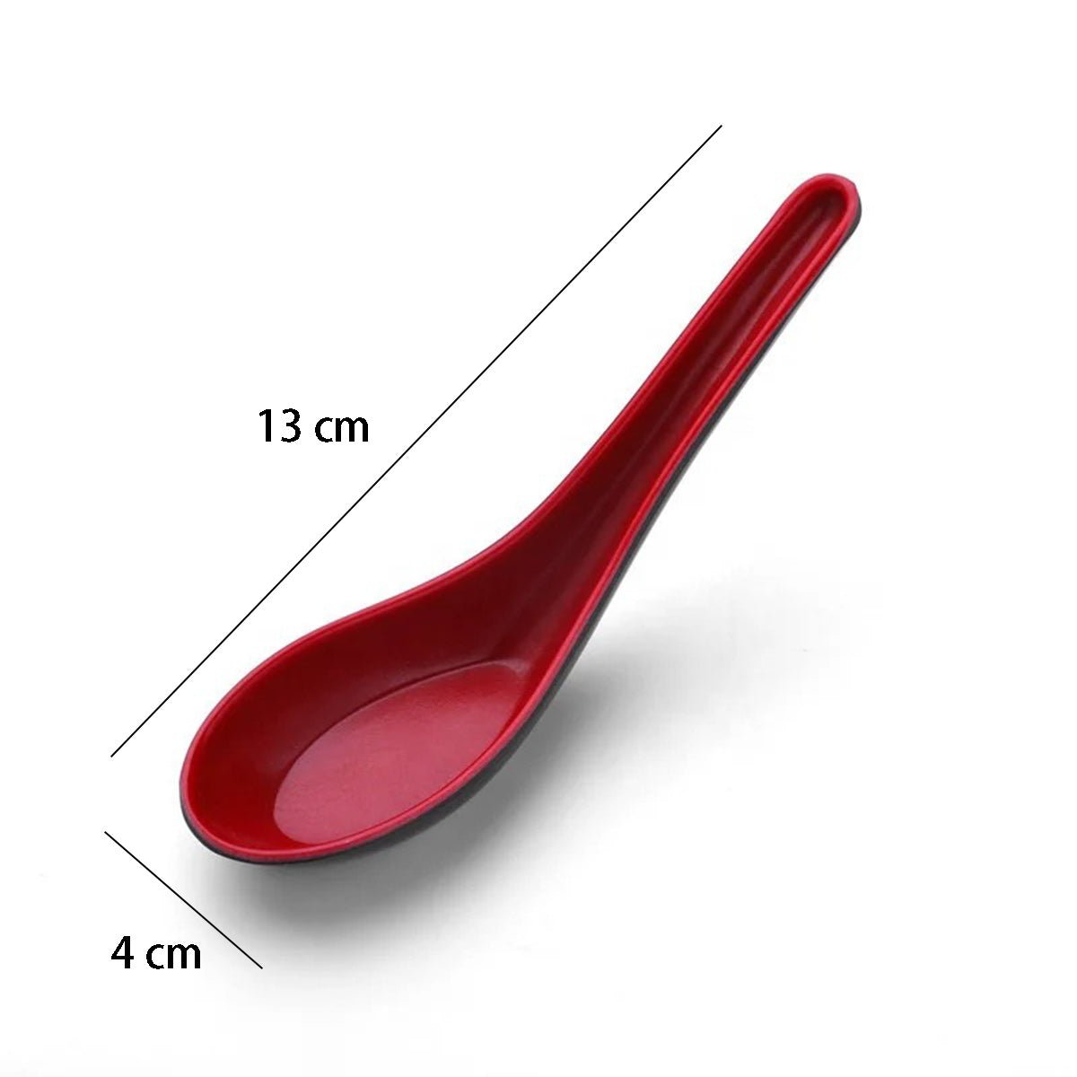 CHEFCO, S500R, Black and Red Melamine Soup Spoon 12pcs - Chefcoca