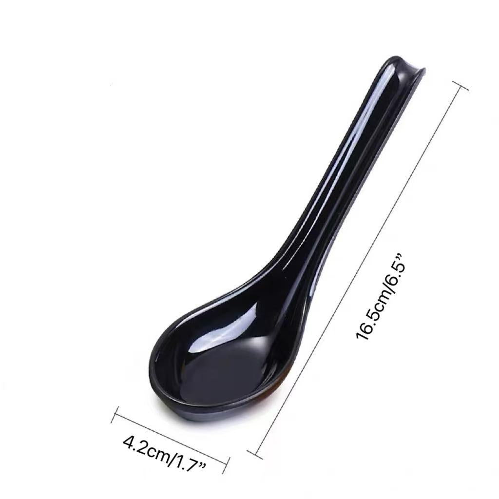 CHEFCO, S600B/044B,Black Melamine Soup Spoon with Hooked Handle - Chefcoca