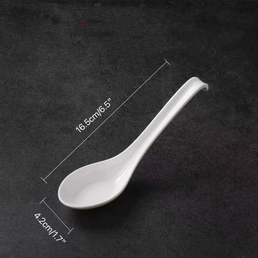 CHEFCO, S600W/044W,White Melamine Soup Spoon with Hooked Handle - Chefcoca