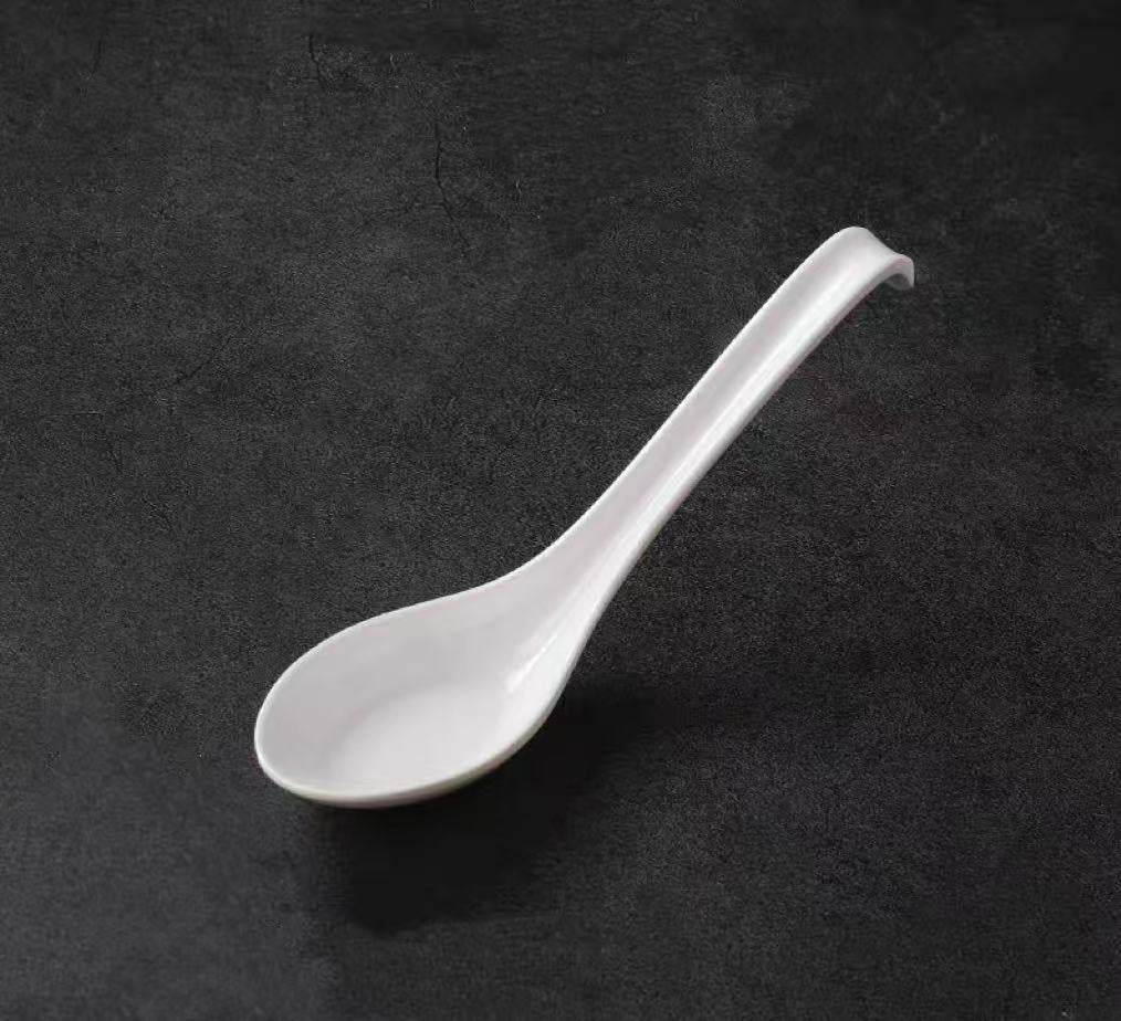CHEFCO, S600W/044W,White Melamine Soup Spoon with Hooked Handle - Chefcoca