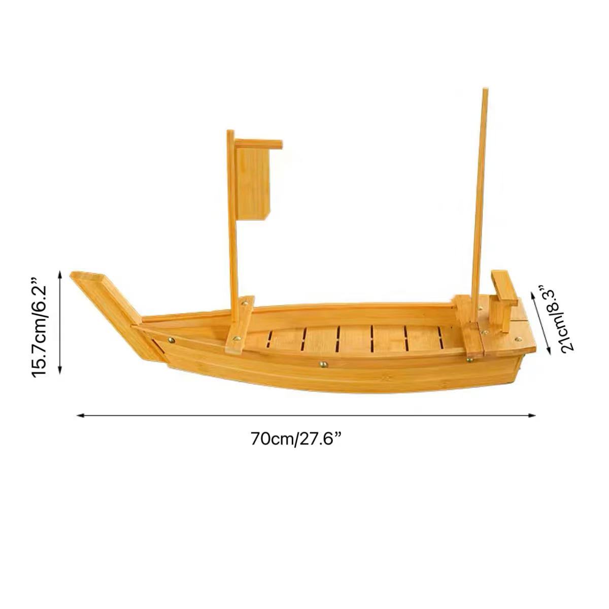 CHEFCO,SBB-70, Bamboo Sushi Serving Boat (70cm/27.6" L) - Chefcoca
