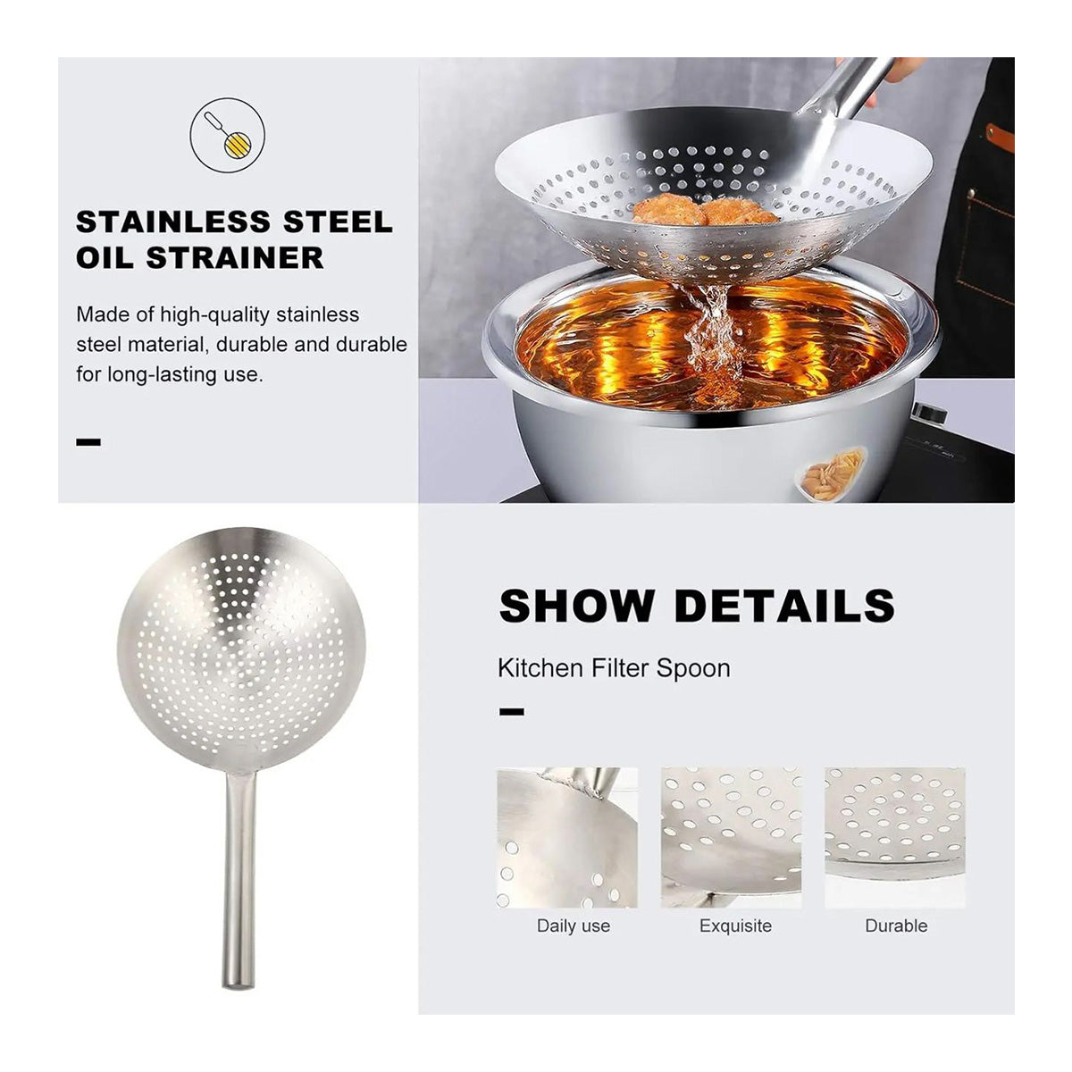 CHEFCO,SC-24,9 1/2"Dia Stainless Steel Oil Skimmer - Chefcoca