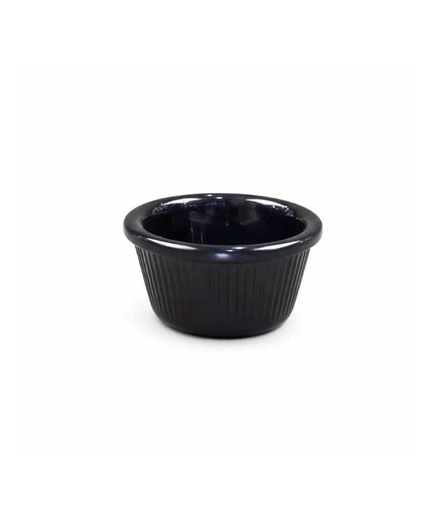 CHEFCO, SE-RFM-3K, Melamine Ramekin Fluted, 3 oz, Black, 1 pc - Chefcoca