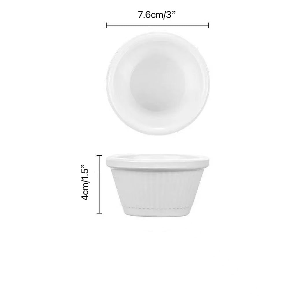 CHEFCO, SE-RFM-3W, Melamine Ramekin Fluted, 3 oz, White, 1 pc - Chefcoca