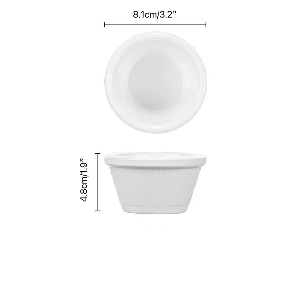 CHEFCO, SE-RFM-4W, Melamine Ramekin Fluted, 4 oz, White, 1 pc - Chefcoca