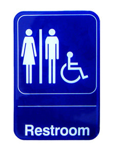 CHEFCO,SGN-690,Information Signs,"Restroom/Accessible "Sign,Blue, 6"W x 9"H - Chefcoca