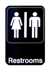 CHEFCO,SGN-691,Information Signs,"Restrooms" Sign,Black,6"Wx9"H - Chefcoca