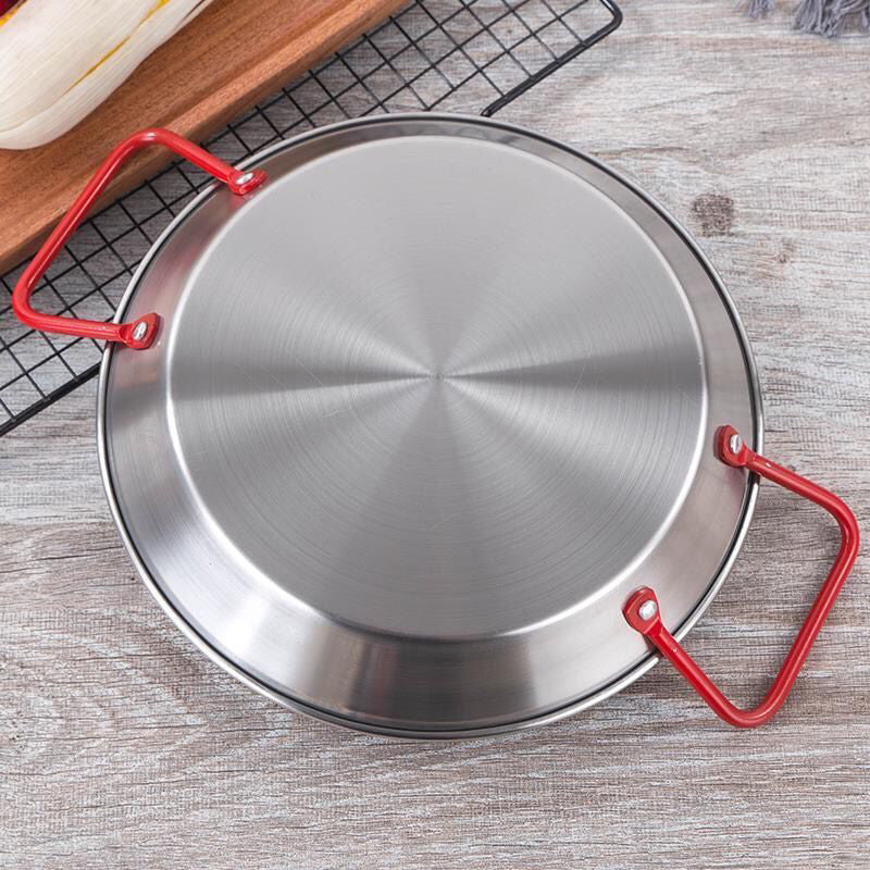 CHEFCO,SPP-28S, 11.3" /28.8cm Dia Paella Pan with Polished Stainless Steel with Red Handle - Chefcoca