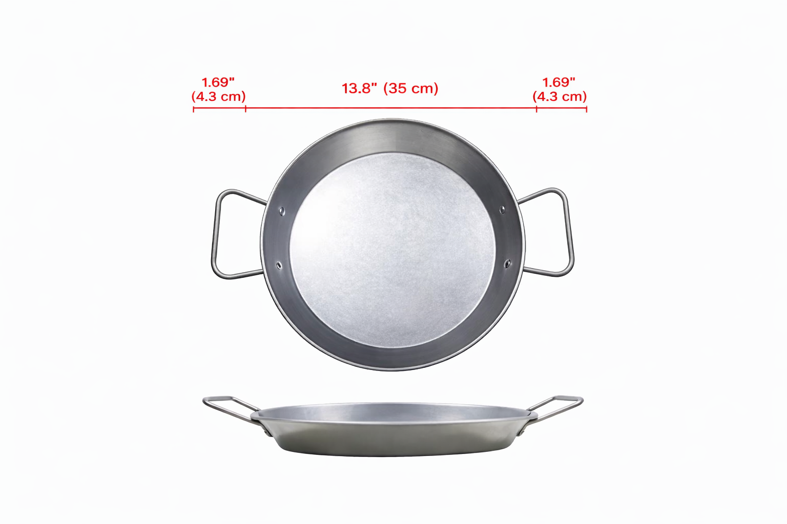 CHEFCO,SPP-35V, 35CM/13.8" Vintage Stainless Steel Seafood Paella Pan with Handles - Chefcoca