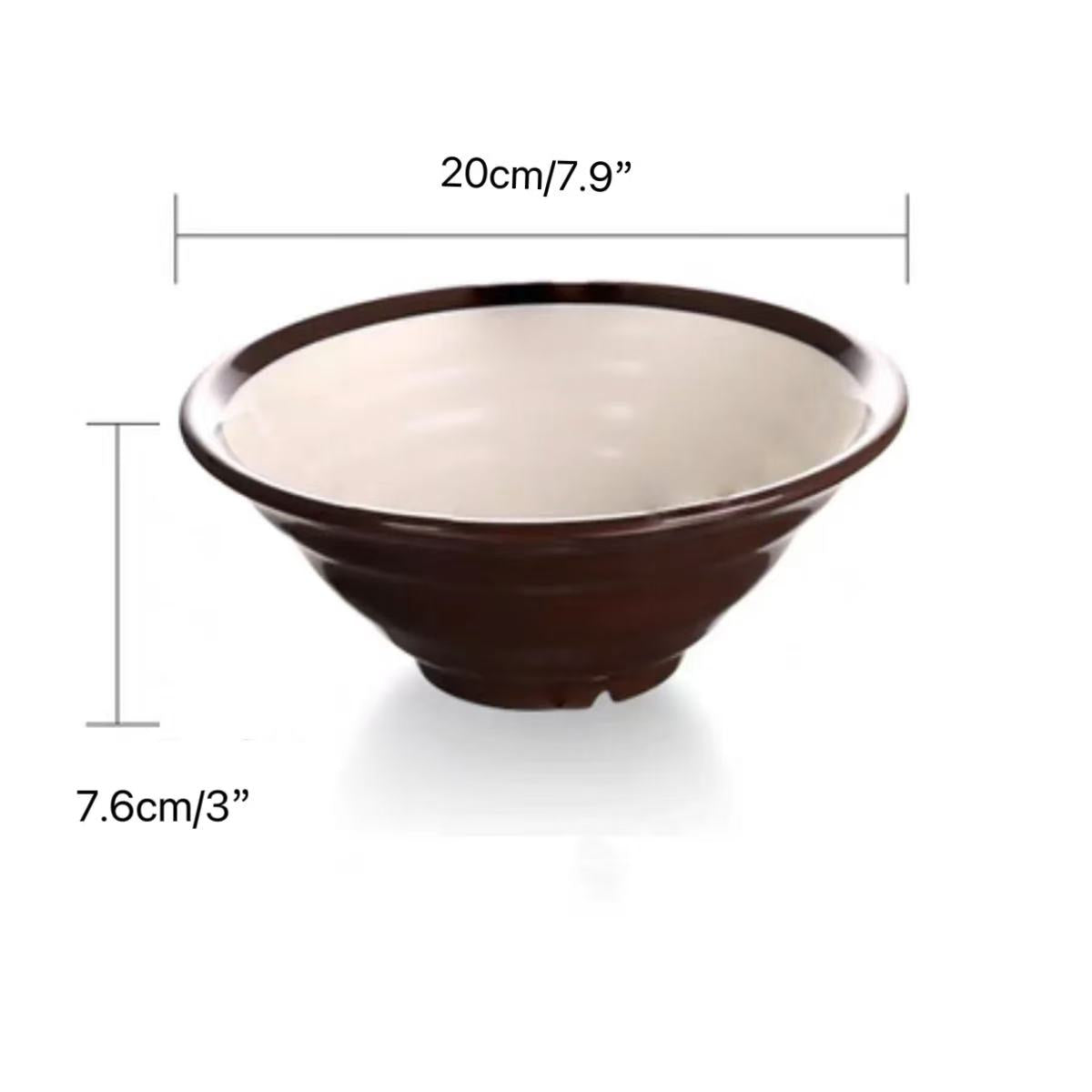 CHEFCO, SS002, 8" Colour Blocked Brown and White Melamine Ramen Bowl - Chefcoca