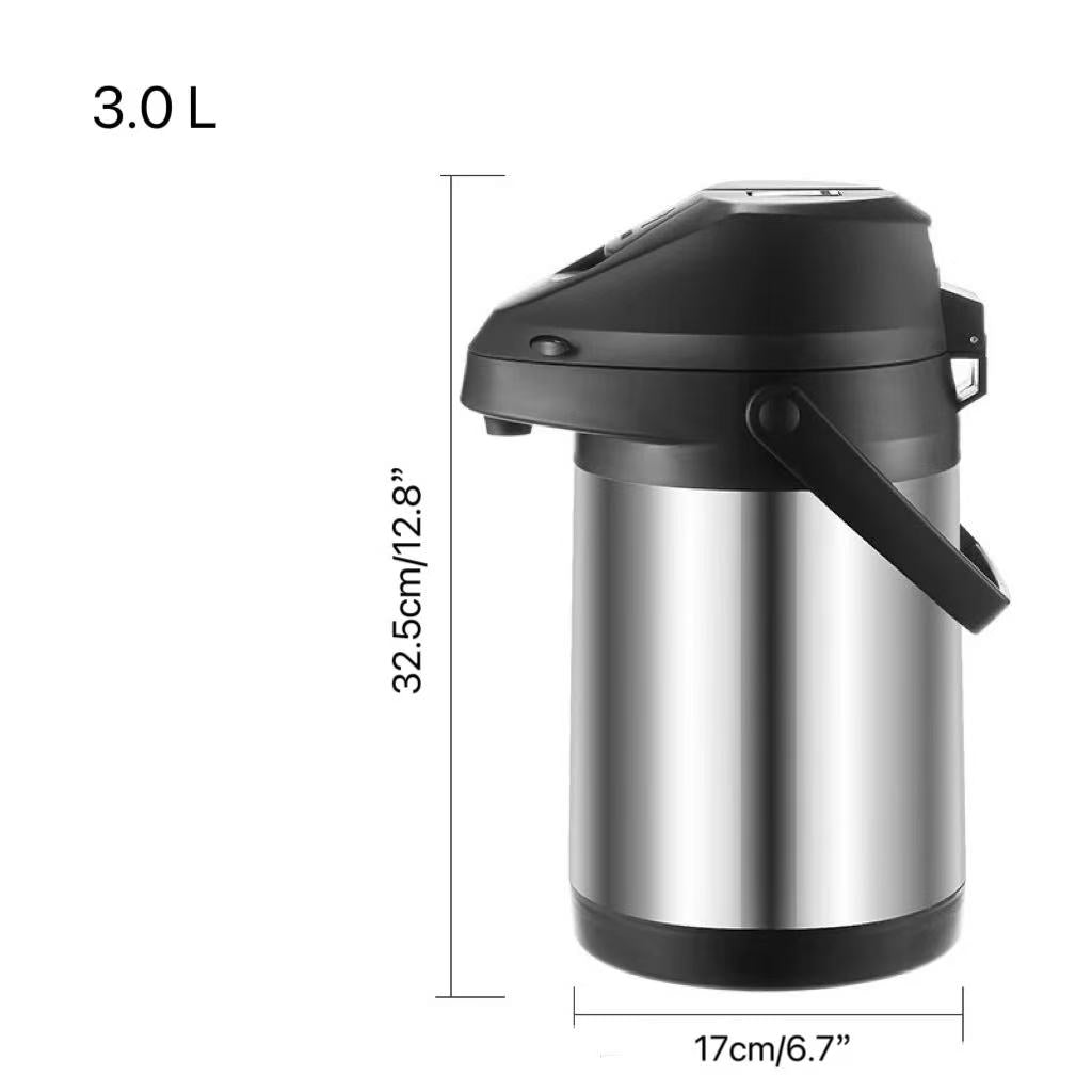 CHEFCO,TBL200-3000, 3.0L Stainless Steel Double Wall Vacuum Pump Thermos Airpot - Chefcoca