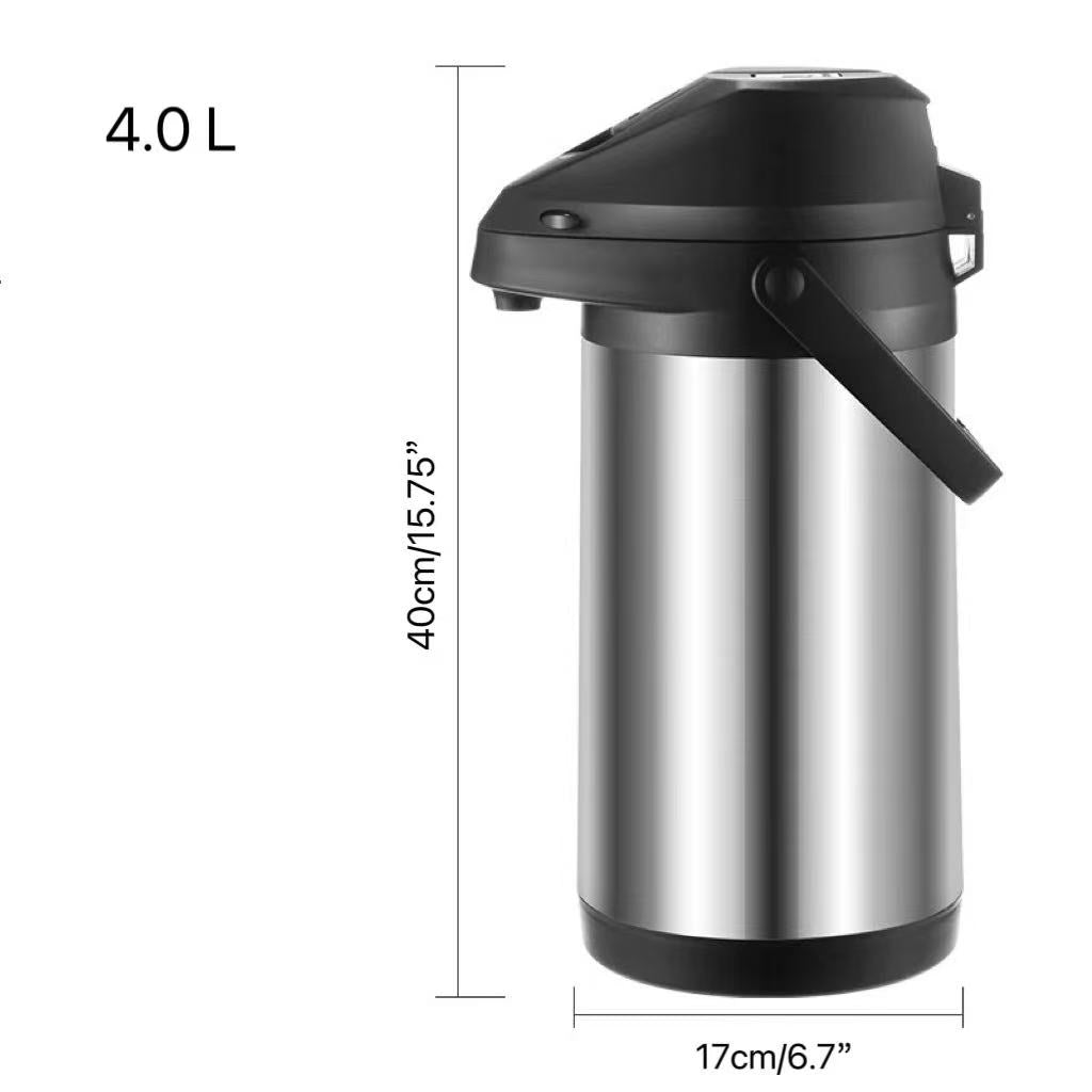 CHEFCO,TBL200-4000, 4.0L Stainless Steel Double Wall Vacuum Pump Thermos Airpot - Chefcoca
