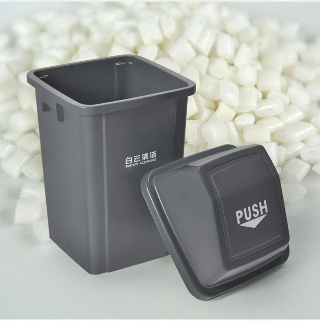Grey Trash Garbage Can Bin with Push Down Lid 60L, 100L(TCWL-60/TCWL-100) - Chefcoca