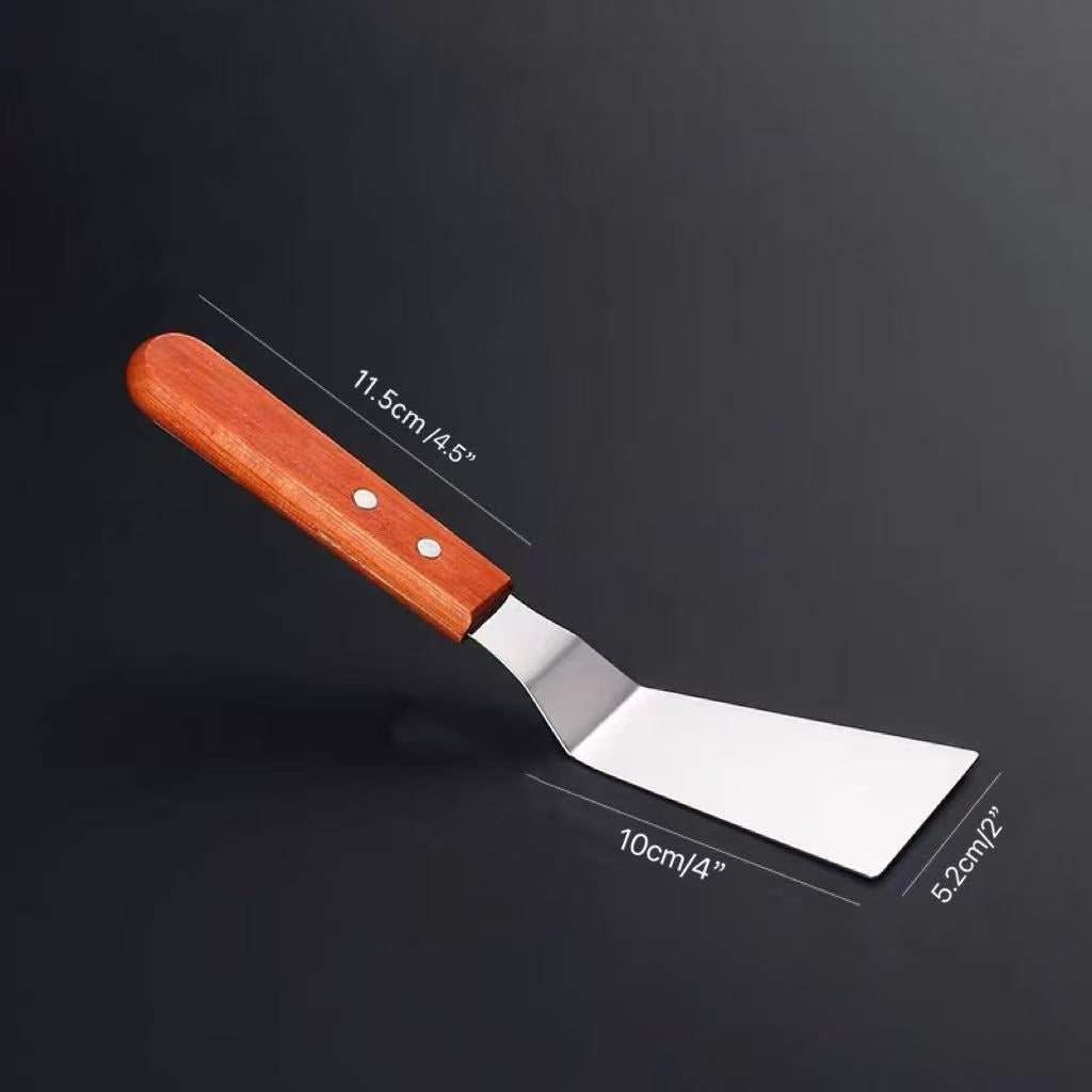 CHEFCO ,TN-32, Grill Spatula with Offset Wooden Handle – Stainless Steel Blade(4"X2") - Chefcoca