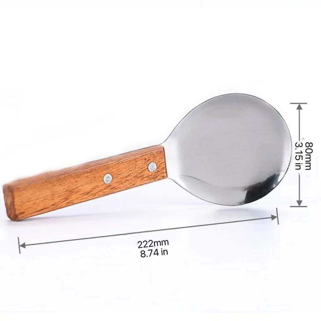 CHEFCO,WFS-3, Small Stainless Steel Food Paddle with Wood Handle(80mm/3.15" Dia) - Chefcoca