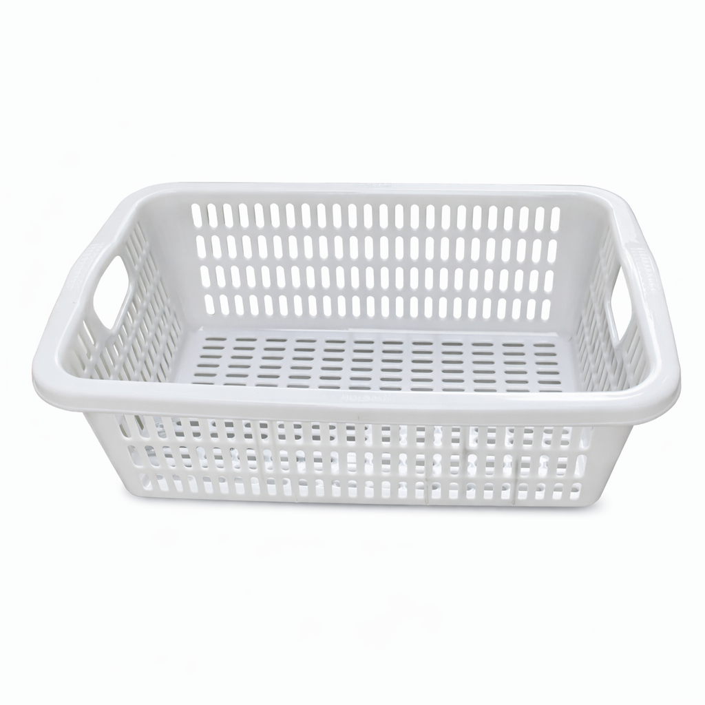 CHEFCO,WH31, Plastic Rectangular Vegetable Wash Baskets with Cut-out Handle-White-22.6"Lx16"Wx8"H - Chefcoca