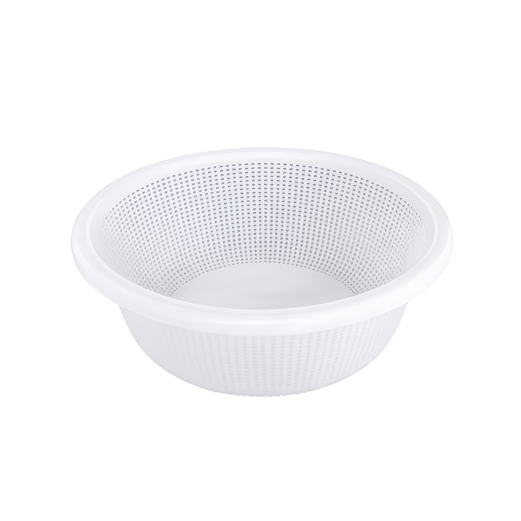 CHEFCO,WH340, Plastic Round Vegetable Wash Basket, White (Fine Grid)-17.3"Dia x6.1"H - Chefcoca