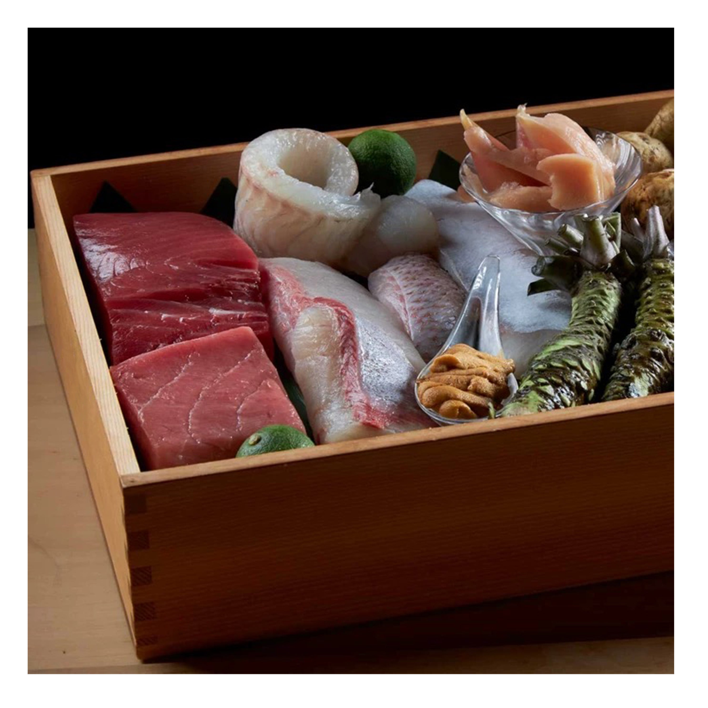 CHEFCO,WSB-4030,Wooden Sashimi Box /Sushi Neta Case with Acrylic Cover (40cm/15.7"L) - Chefcoca