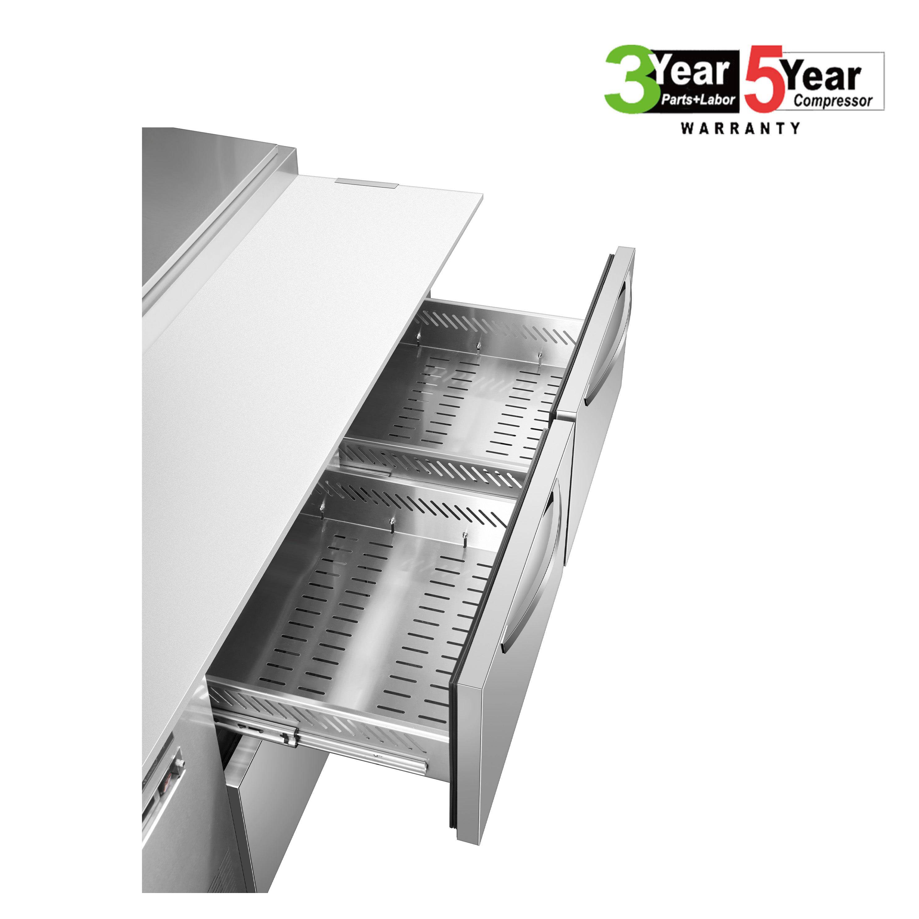 Sub-equip, 72" 2 Door Refrigerated Pizza Prep Table with 4 drawers - Chefcoca
