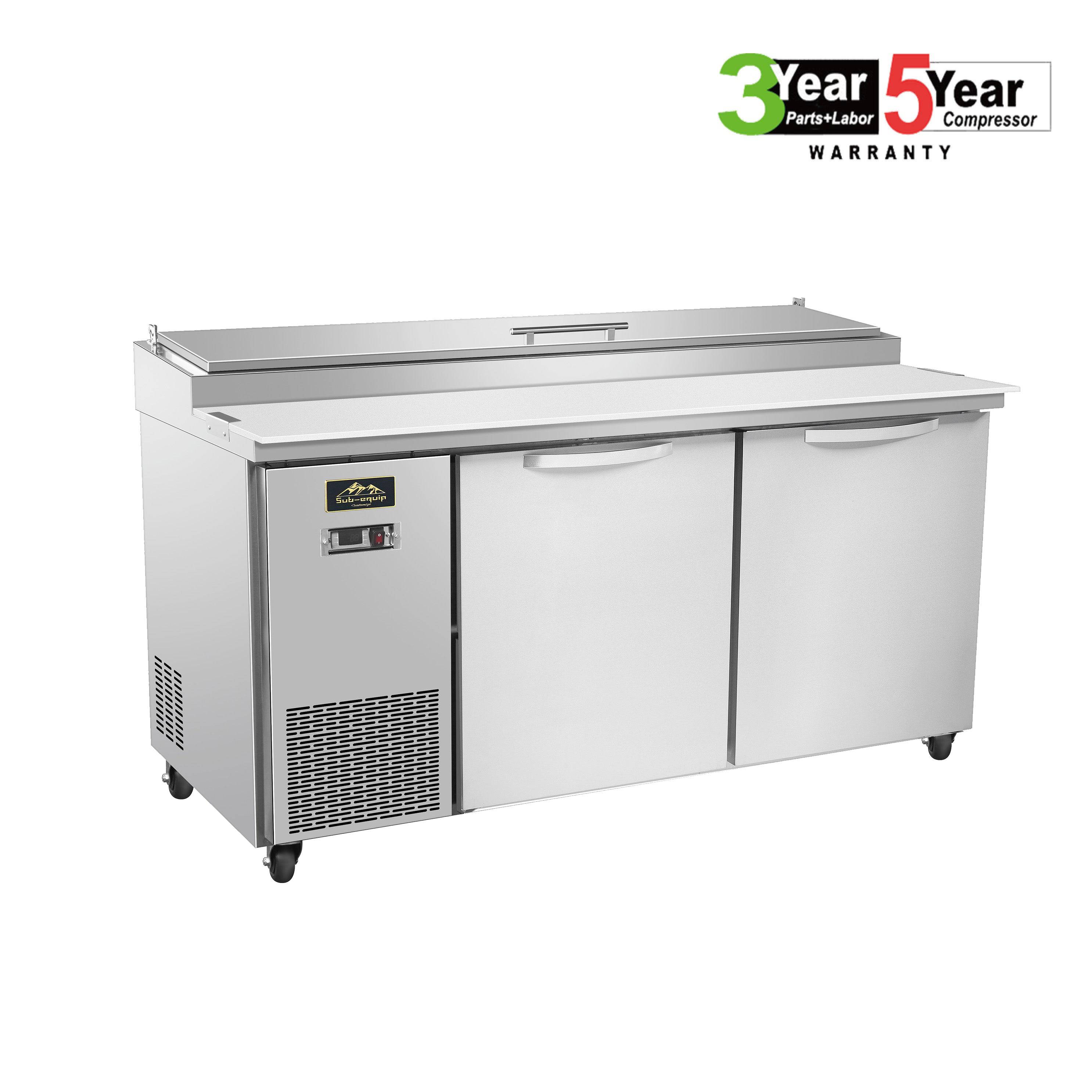 Sub-equip, 72" 2 Door Refrigerated Pizza Prep Table - Chefcoca