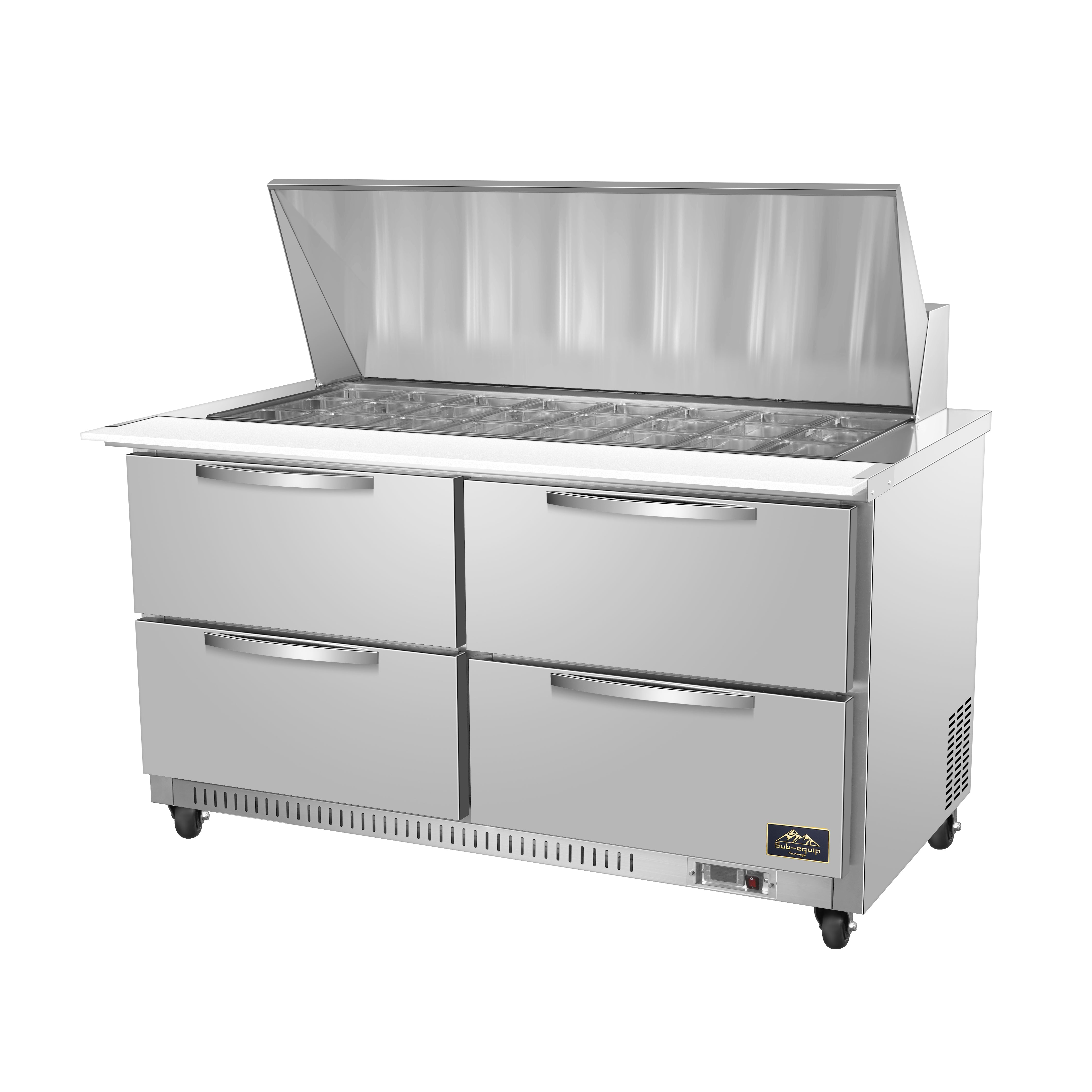 Sub-equip, 60" Mega Top Cooler Sandwich Prep Table with 4 Drawers - Chefcoca