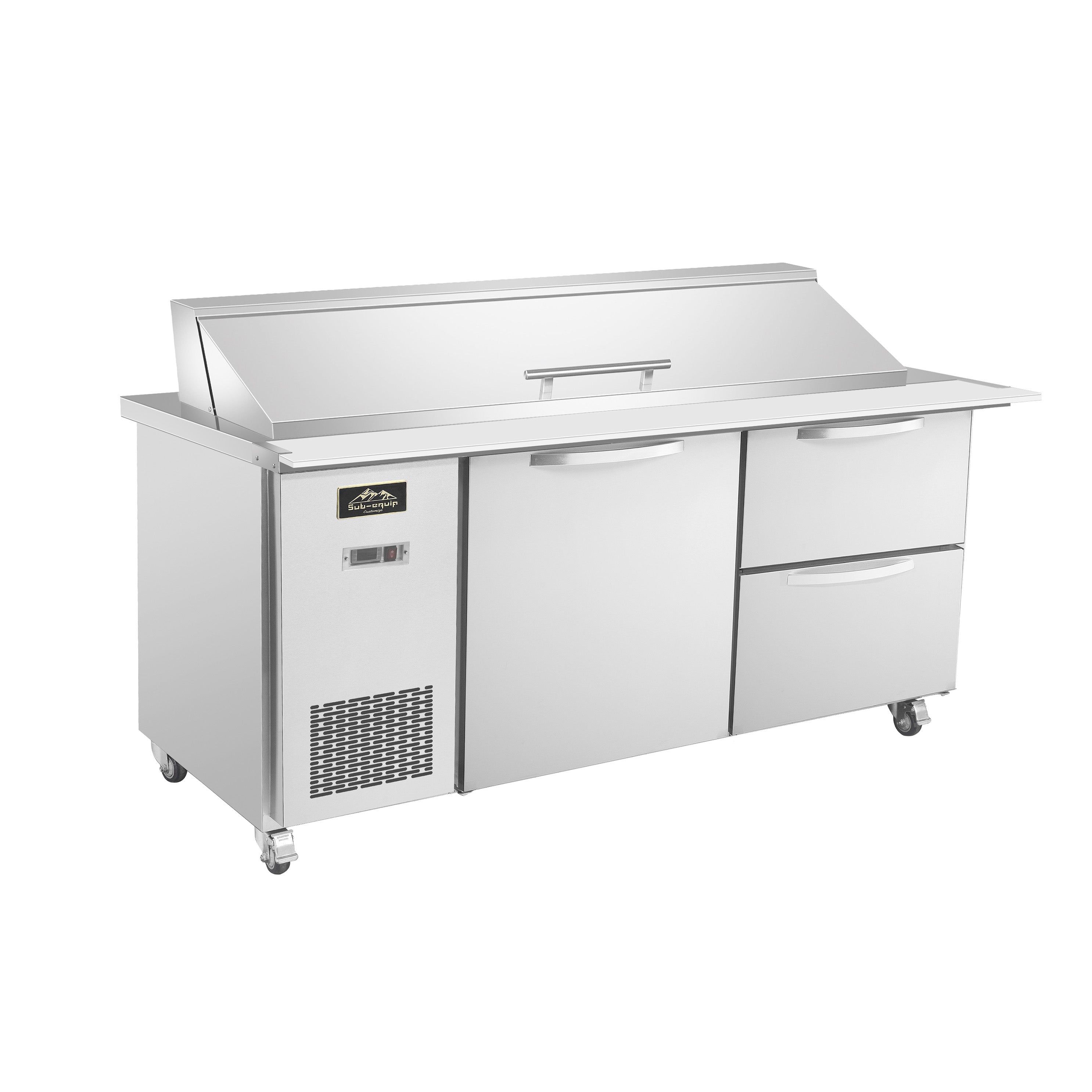 Sub-equip, 60"  Salad and Sandwich Refrigerated Prep Table With Side Mounted Compressor & 2 Drawers - Chefcoca