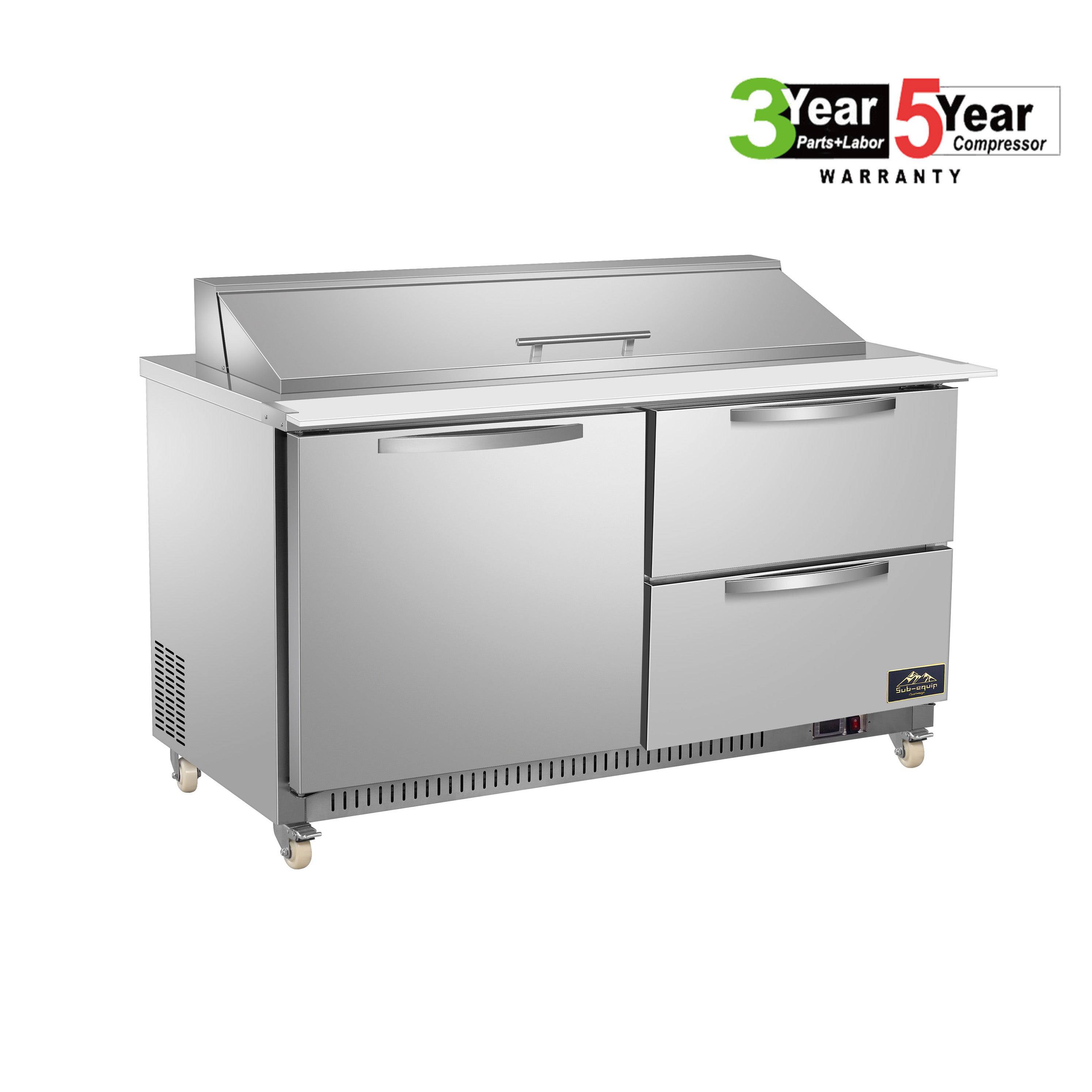 Sub-equip, 60" Mega Top Cooler Sandwich Prep Table with 2 Drawers - Chefcoca