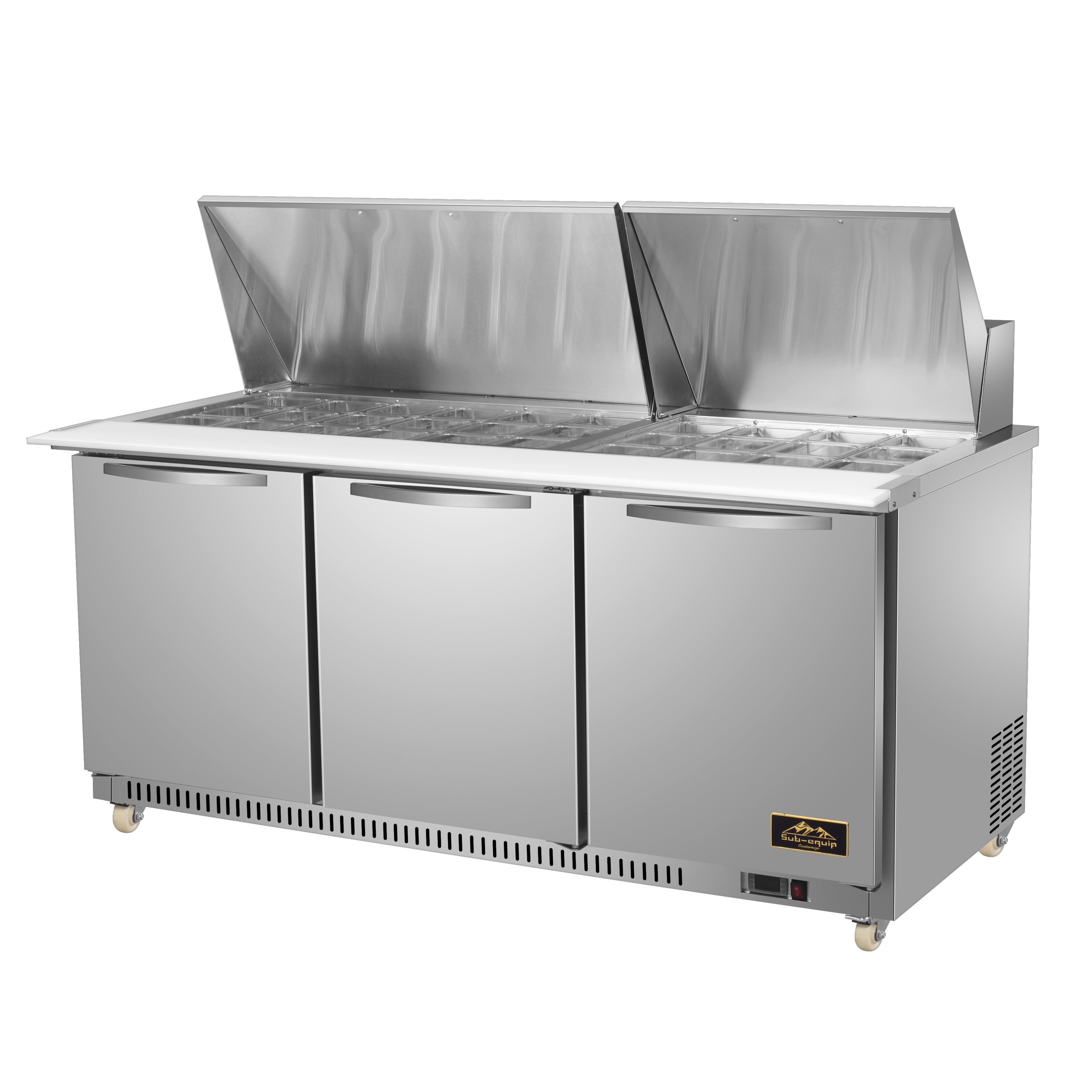 Sub-equip, 72" Mega Top Cooler Salad and Sandwich Prep Table - Chefcoca