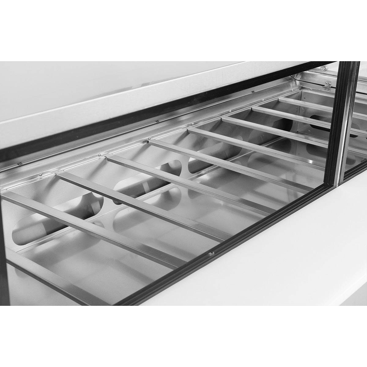 Sub-equip, 96"Prep Table Refrigerator with Sneeze Glass, 2 Doors and 2 Drawers - Chefcoca