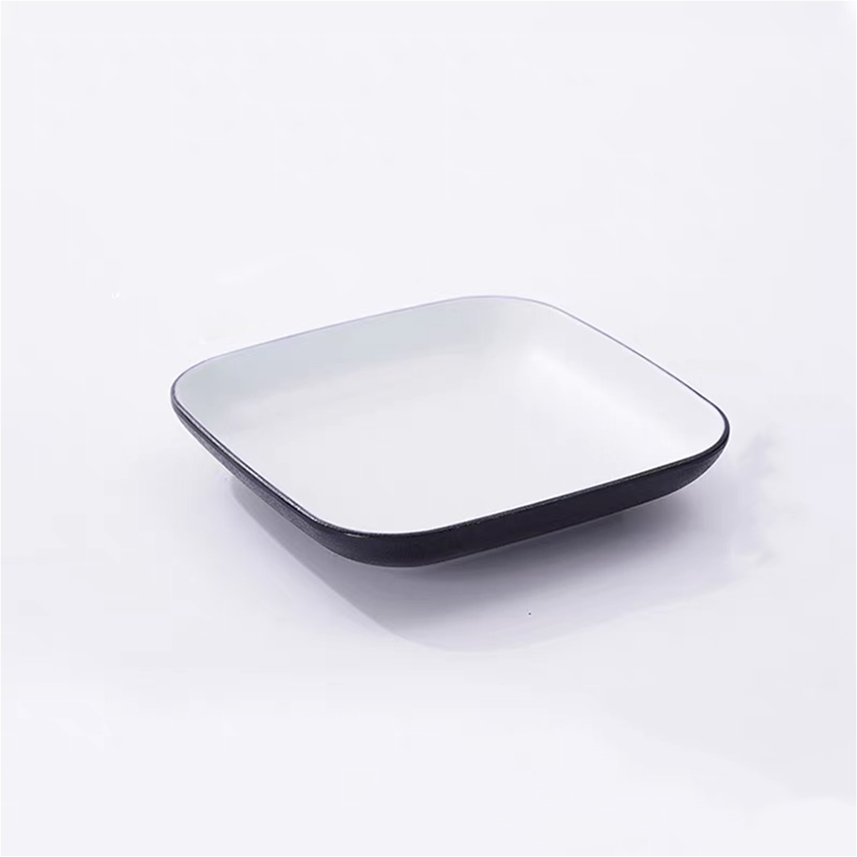 6 1/2" Square Melamine Plate,Dark grey outer with white inner, Light Blue Dots pattern inner  (CT-001) - Chefcoca