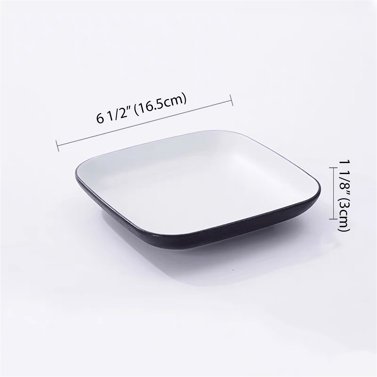 6 1/2" Square Melamine Plate,Dark grey outer with white inner, Light Blue Dots pattern inner  (CT-001) - Chefcoca