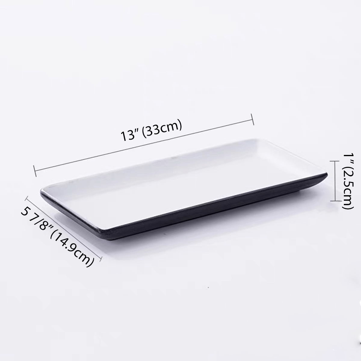 Rectangular Melamine Plate,Dark grey outer with white inner (CT-068) - Chefcoca
