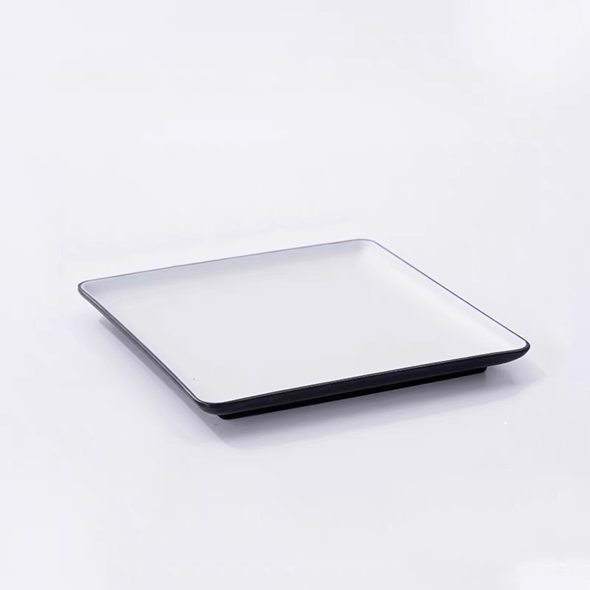 Rectangular Melamine Plate, Dark grey outer with white inner, Light Blue Dots pattern inner  (CT-076) - Chefcoca