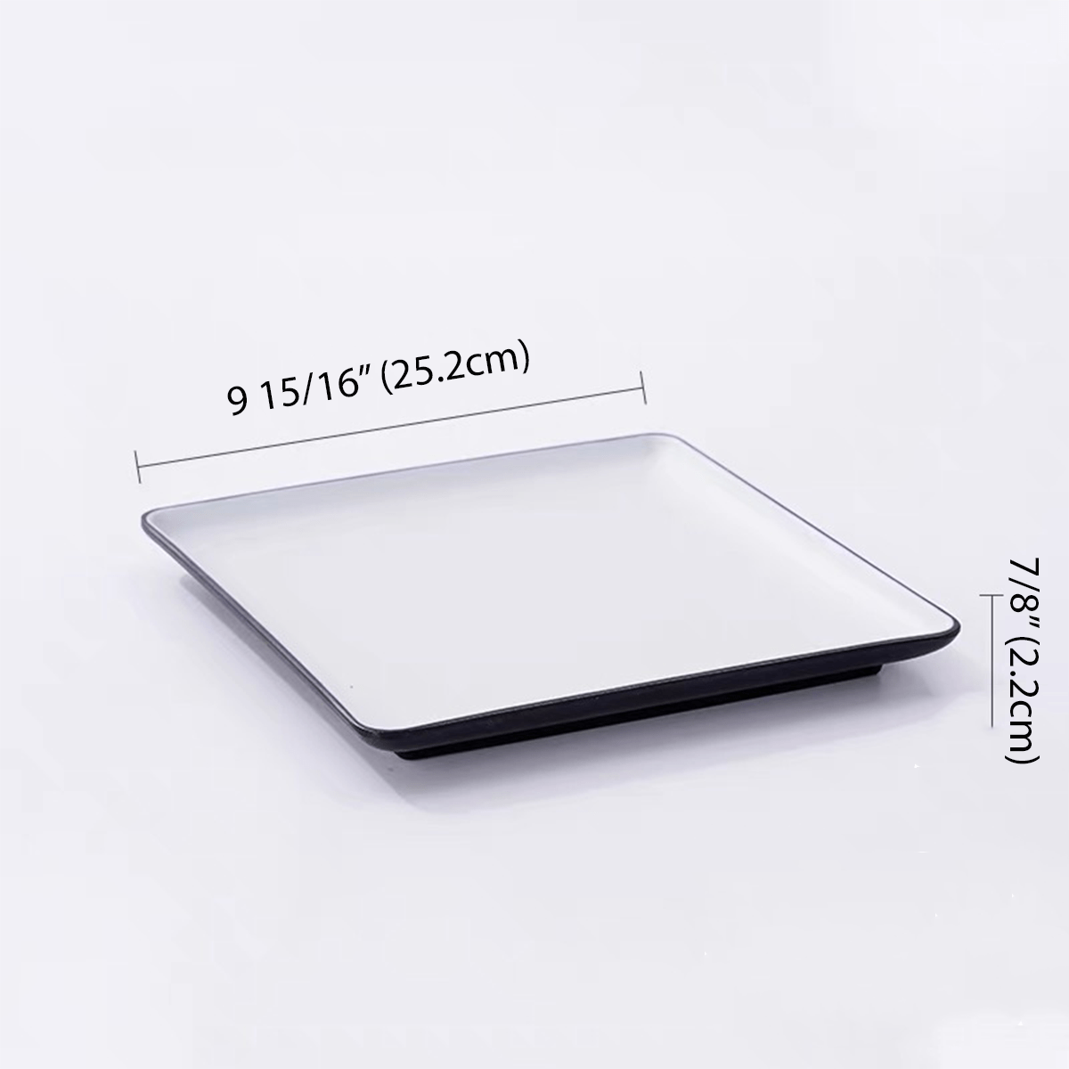 Rectangular Melamine Plate, Dark grey outer with white inner, Light Blue Dots pattern inner  (CT-076) - Chefcoca