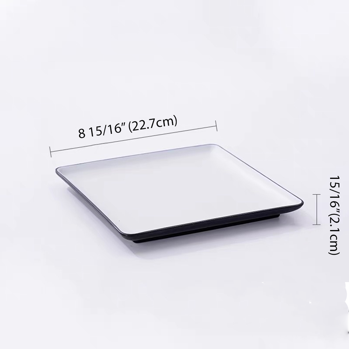 Rectangular Melamine Plate,Dark grey outer with white inner, Light Blue Dots pattern inner (CT-077) - Chefcoca